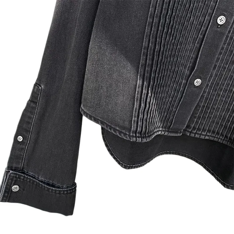 Новинка 2024 Высококачественная Женская плиссированная джинсовая хлопковая