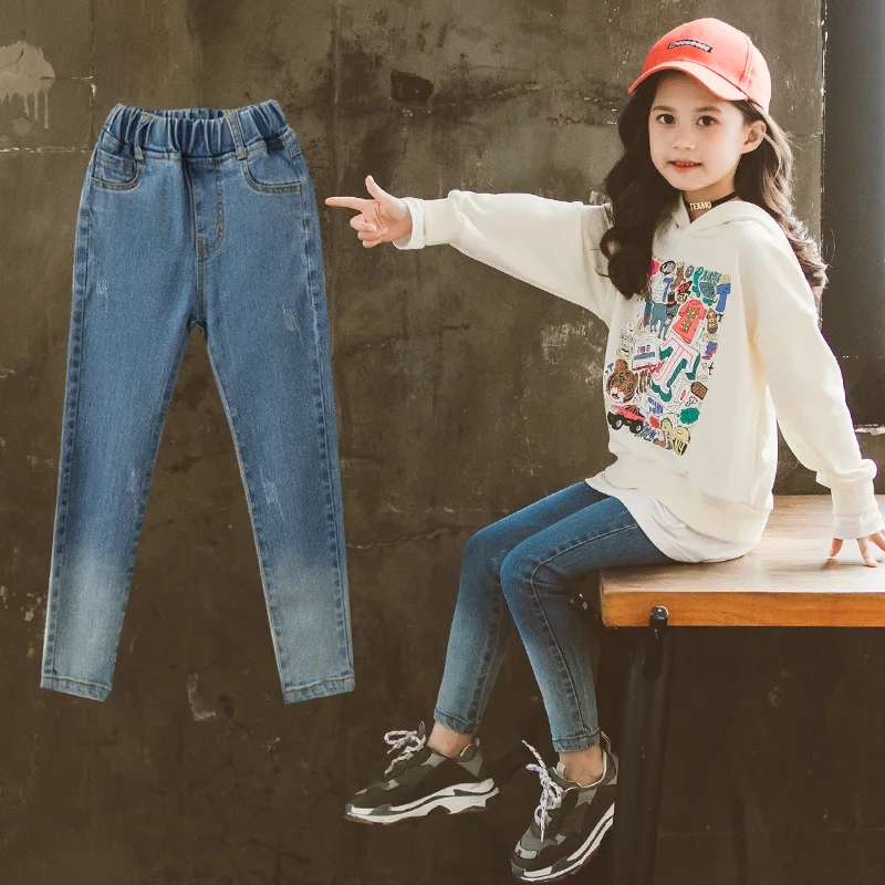 

Girls Denim Pants Spring Autumn Teen Baby Trousers Kids Jeans Fashion Skinny Stretch Children Pencil Pants Girls Clothes