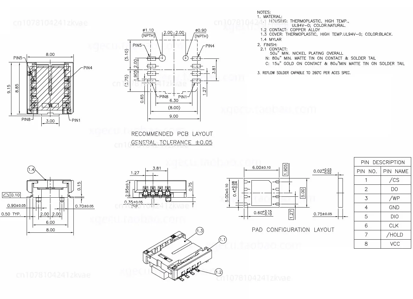 Оригинальный адаптер QFN8 WSON8 MLF8-DIP8 2 в 1 розетка для выжигания 6*5 и 8*6 чипов