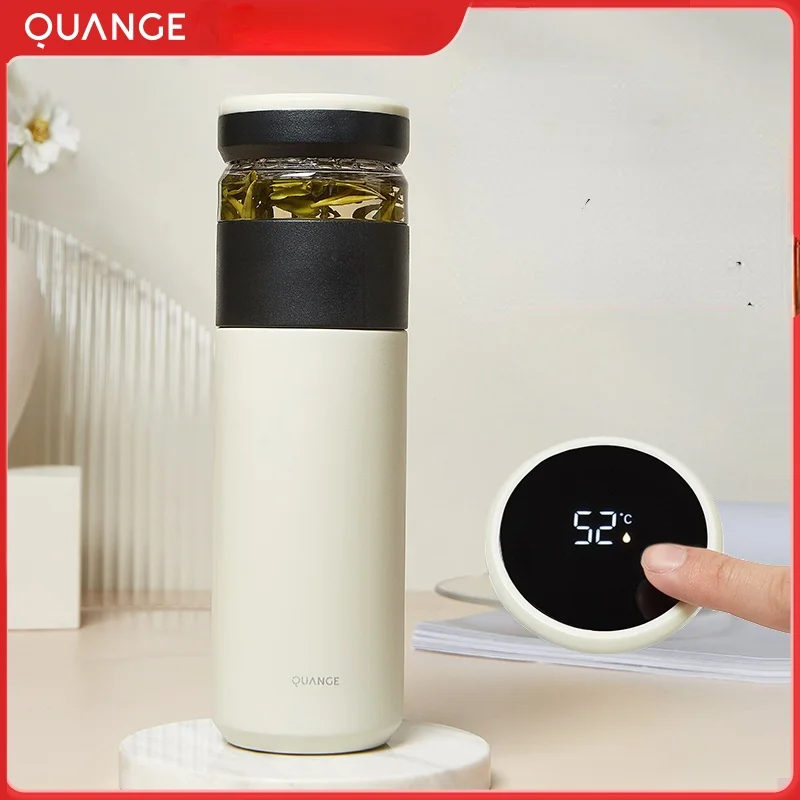 

QUANGE Smart Water Vacuum Flasks 450ml Prtotable Stainless Steel Tea Separation Warm Grade with PP Mug Thermas Bottle Tumbler