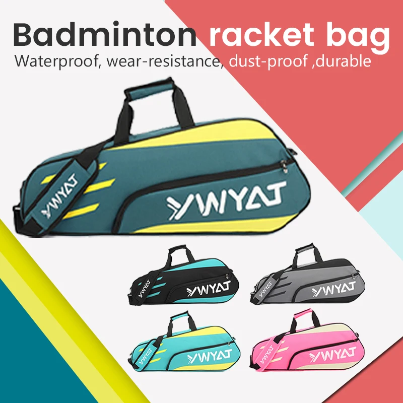 YWYAT Badminton Bag Thickened Nylon Material Handbag Shoulder Multifunctional Badminton Sports Bags for 3 Rackets