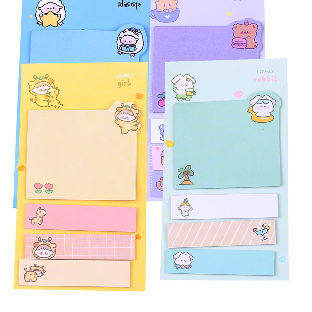4 упаковки забавные милые липкие заметки кавайный блокнот почтовый список дел