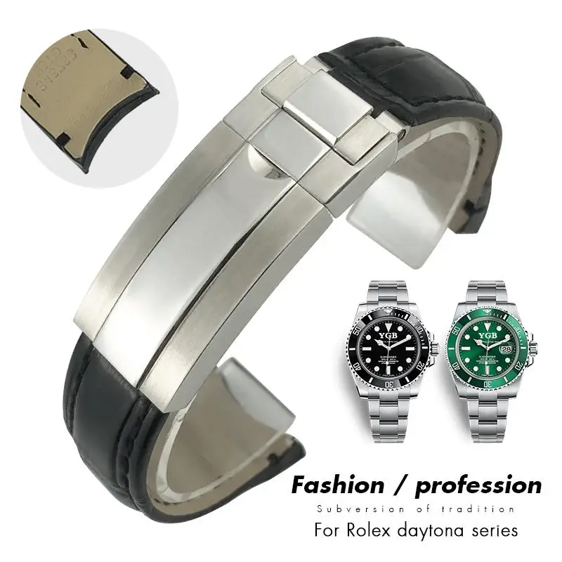 

Ремешок кожаный для часов 20 мм с изогнутым концом, подходит для Rolex 116610, браслеты из воловьей кожи с пряжкой Submariner oygmt Daytona Slide Lock
