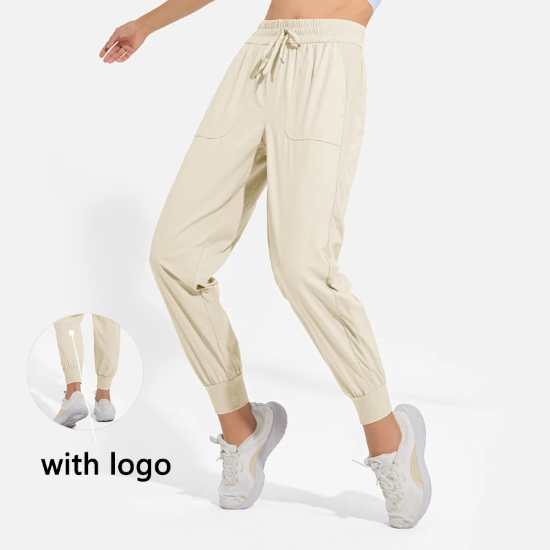 Купи New with Logo Loose Casual Sports Pants Women's Drawstring Leggings Stretch Running Dance Yoga Pants Breathable Fitness Pants за 1,826 рублей в магазине AliExpress