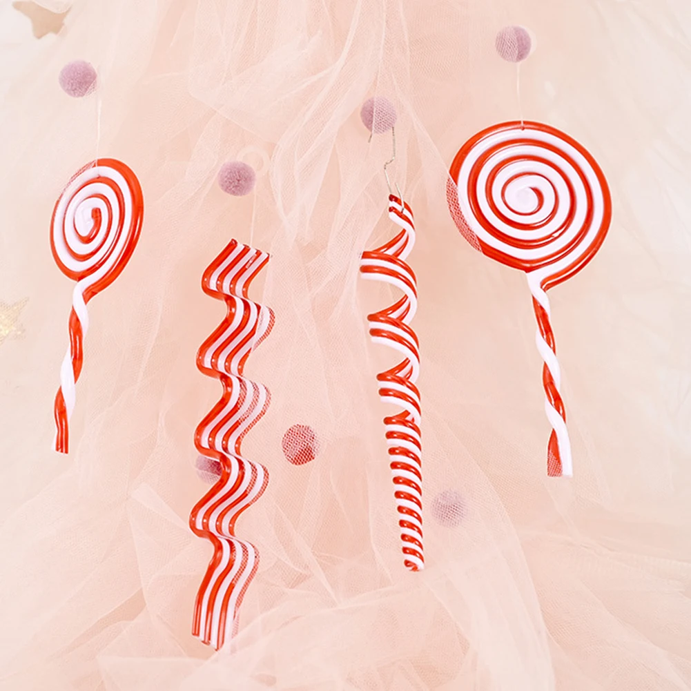 

Christmas Tree Lolly Pendant Acrylic Candy Home Festival Colorful Candy Toys Creative Red White Lolly Desktop Ornaments