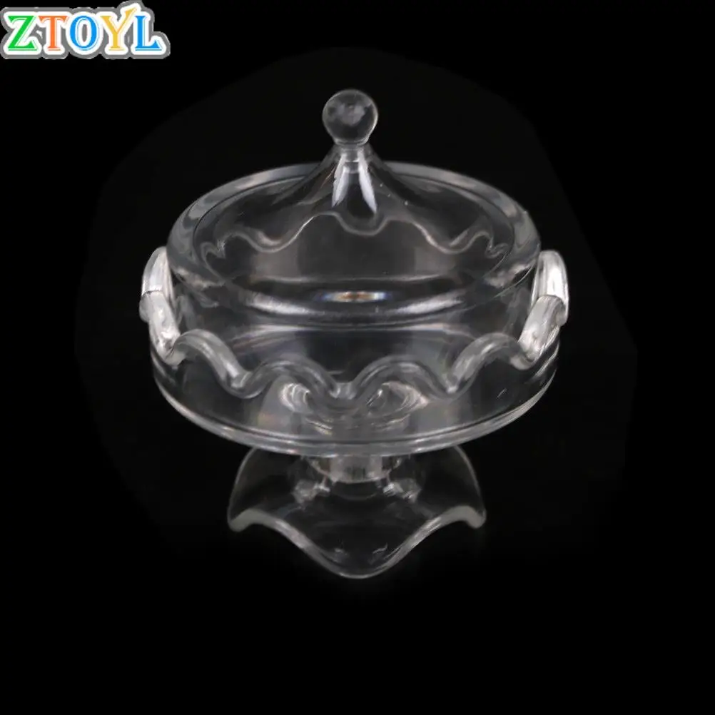 

Wholesale Kids 1:12 Dollhouse Miniature Transparent Plastic Dessert Pot Pastry Plate Kitchen Furniture Toy for Children Gift