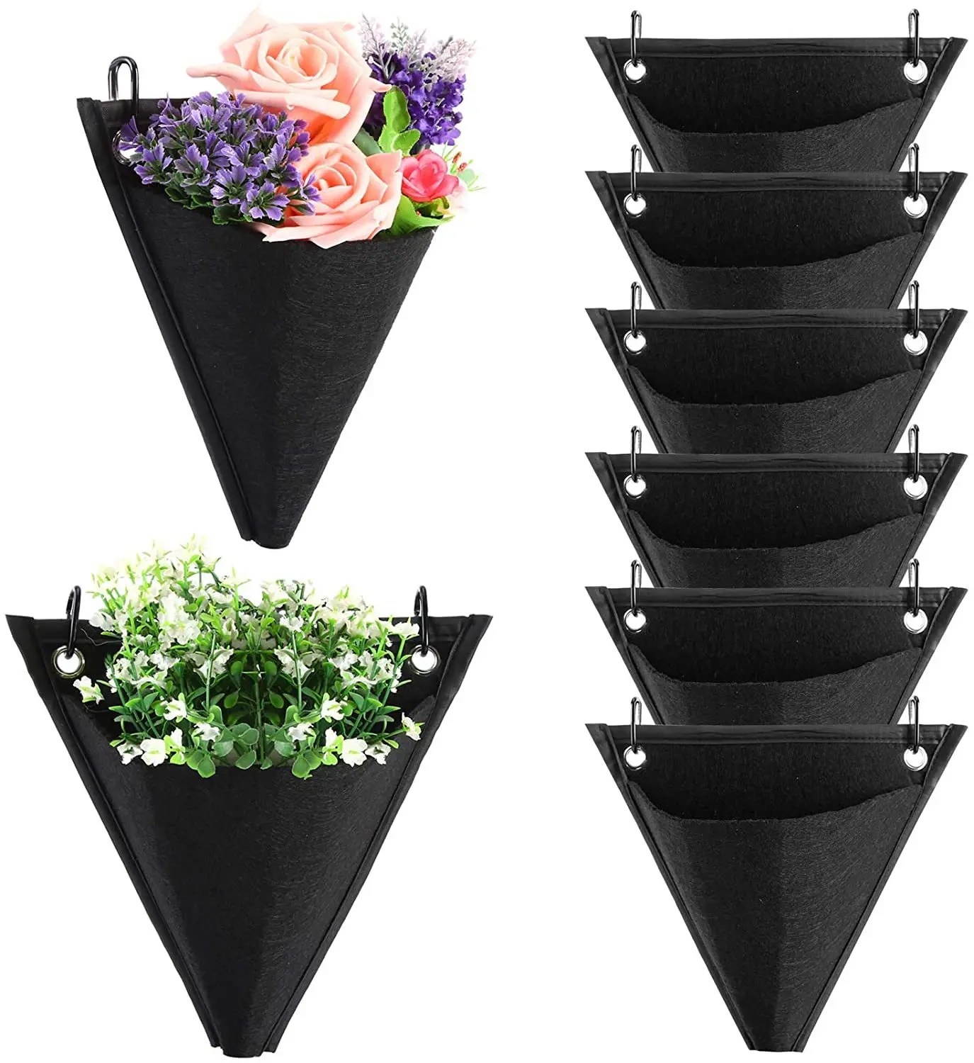 1pcs Plants Hanging Bag with Hook Garden Plant Bag Wall Mount Pocket Planter Bag Flower Bag Pot Non-woven Cloth Flower Stand