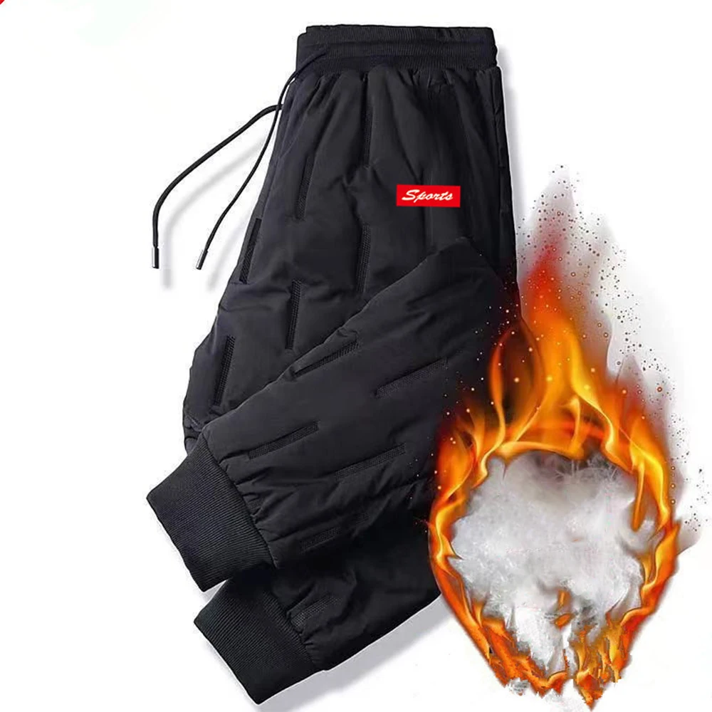 

2022 Men Winter Warm Thicken Sweatpants Mens Joggers Pants Fleece Casual Cargo Pants Male Water Proof Thermal Trousers
