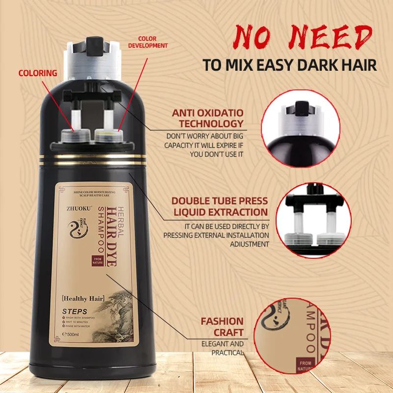 

Herbal Hair Fye Shampoo Cover White Hair Healthy Black Natural Black Color Is Natural Soft And Bright Hair Dye