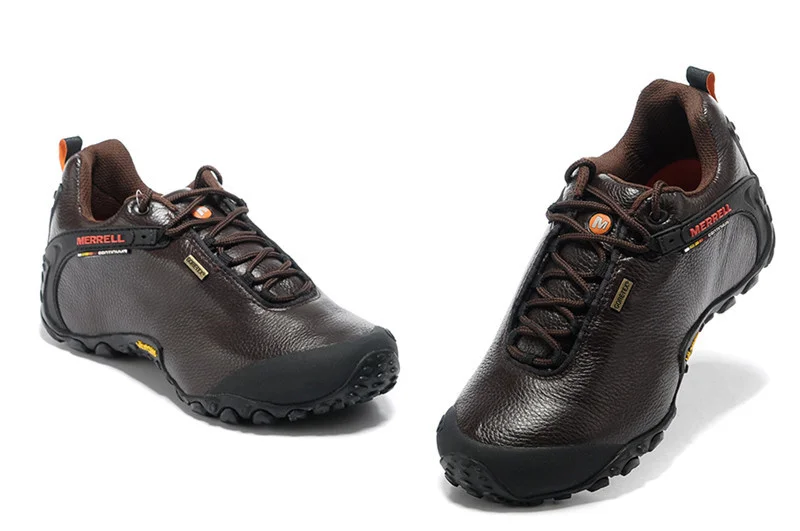 Original Merrell GORE-TEX Outdoor Men's Camping Genuine Leather Sports Shoes Male Coffee Mountaineer Climbing Sneakers Size39-46