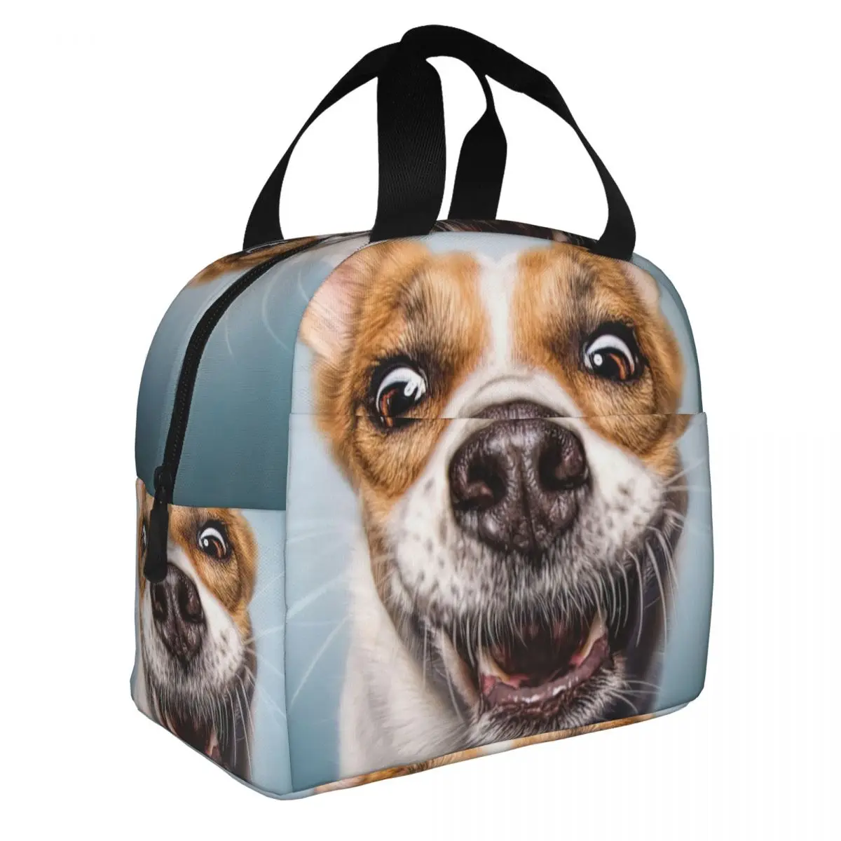 Funny Dog Faces Lunch Bento Bags Portable Aluminum Foil thickened Thermal Cloth Lunch Bag for Boys and Girls