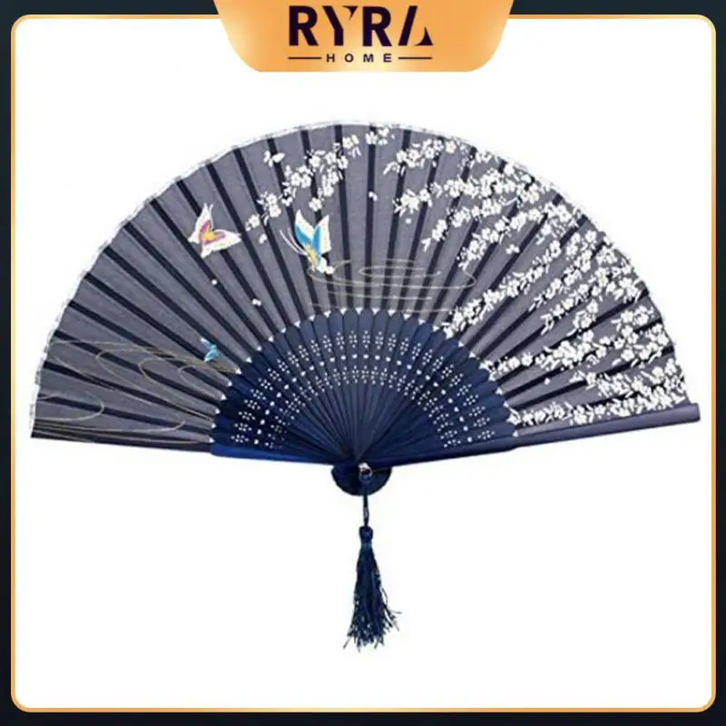 

Summer Stylish Japanese Folding Fan Folding Cherry Blossoms Pattern Print Paper Hand Hold Butterfly Vintage Fan Home Decoration