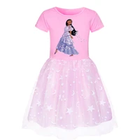 2022 kids encanto princess dresses girls mirabel cosplay costumes summer fashion short sleeve children birthday clothing 3 14y