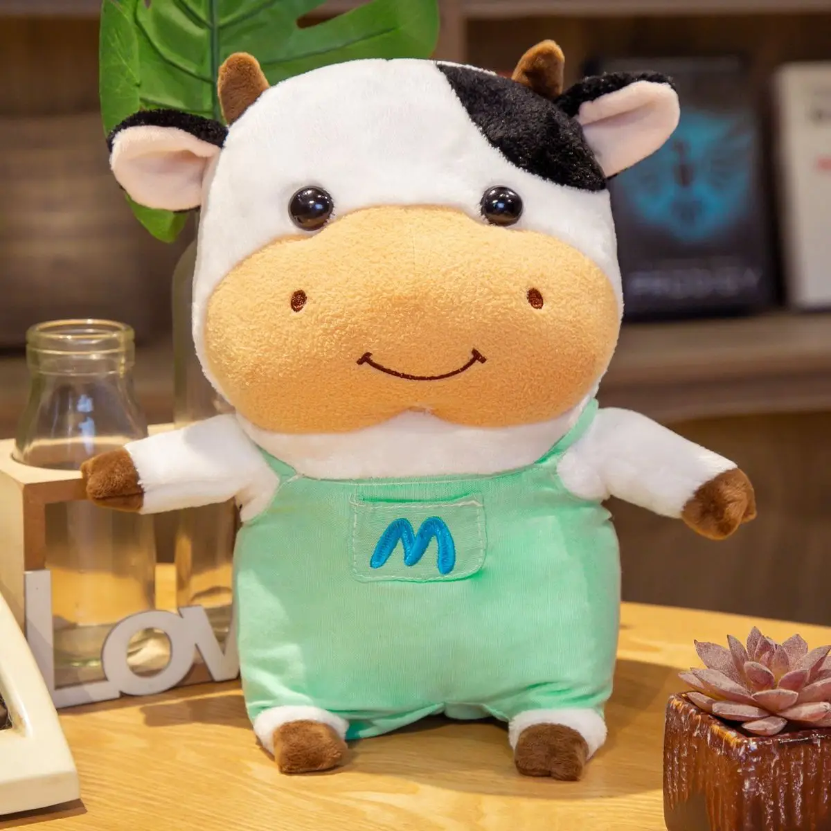 23/30/40CM Милые супер комбинезоны из денима с рисунком коровки - подарок на детский день рождения, праздничная комната, наполненные ПП хлопком.