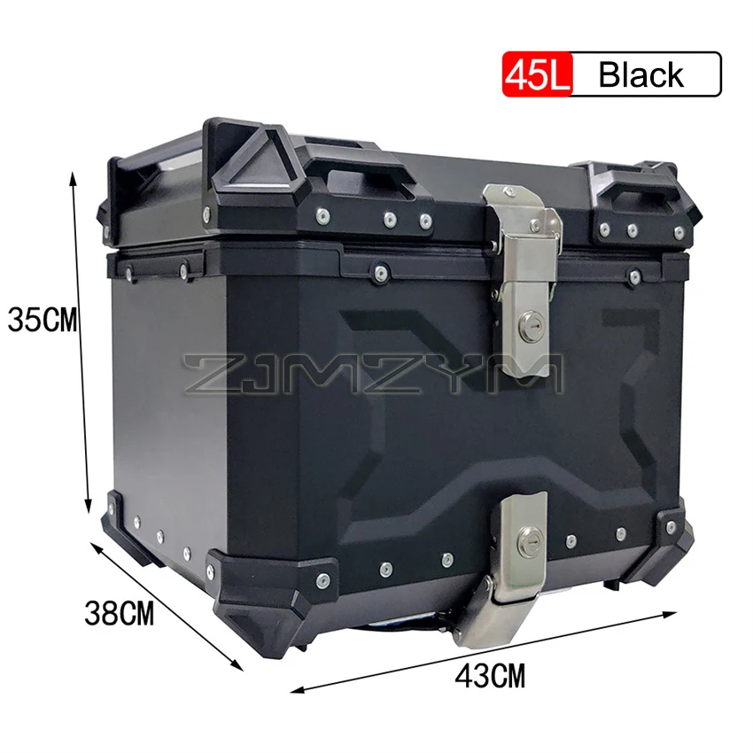 

Задний верхний чехол для мотоцикла, хвостовой ящик для хранения багажа, водонепроницаемый мотоциклетный алюминиевый багажник, замок для ключей, ящик для инструментов 45L/55L/65L