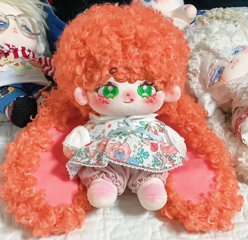 

Cute No Attributes Wool Roll Inu Dog Orange Medusa Monster Big Ear Unique 20cm Plush Stuffed Doll Body Skeleton Toy Plushie Gift