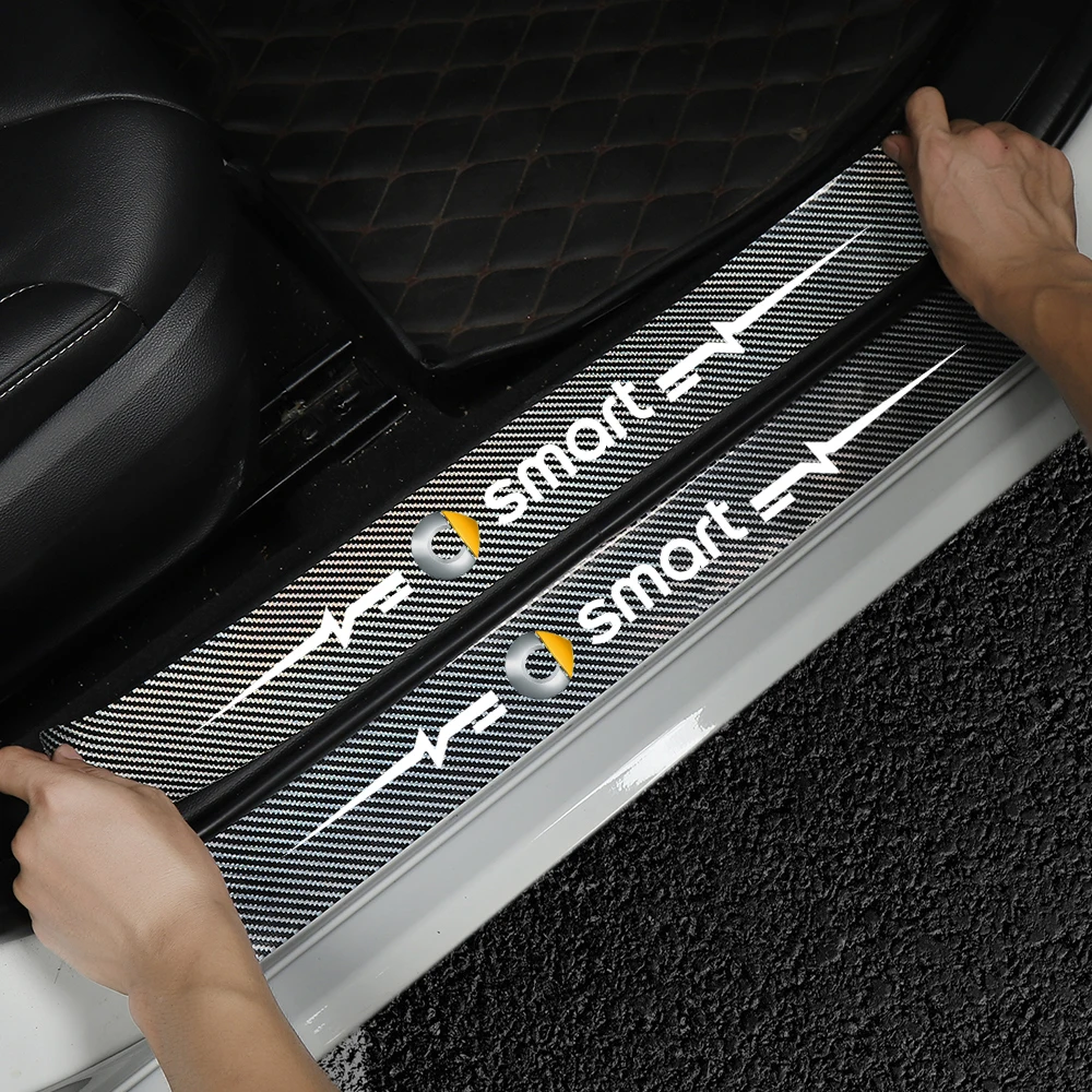 4 шт. защита порога двери автомобиля 5D кожаная наклейка на порог для Fmart Fortwo Forfour 453