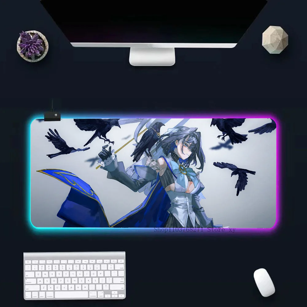 Игровой коврик для мыши Ouro Kronii Hololive Girl, размер XXL, RGB, HD, черный цвет, яркий цвет (art.: 3920ca18e5ce9) - 3920ca18e5ce9