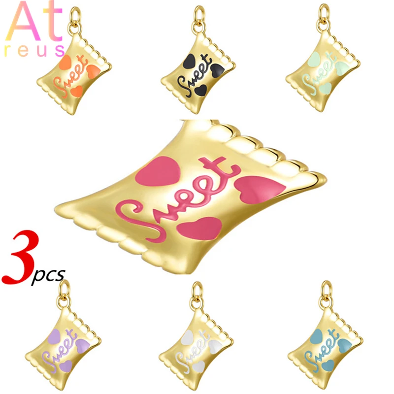 

3 шт./лот милые эмалевые конфеты милые Подвески с колечком-кулоном Ожерелье Подвеска, Летний Пляжный праздничный браслет медные ювелирные и...