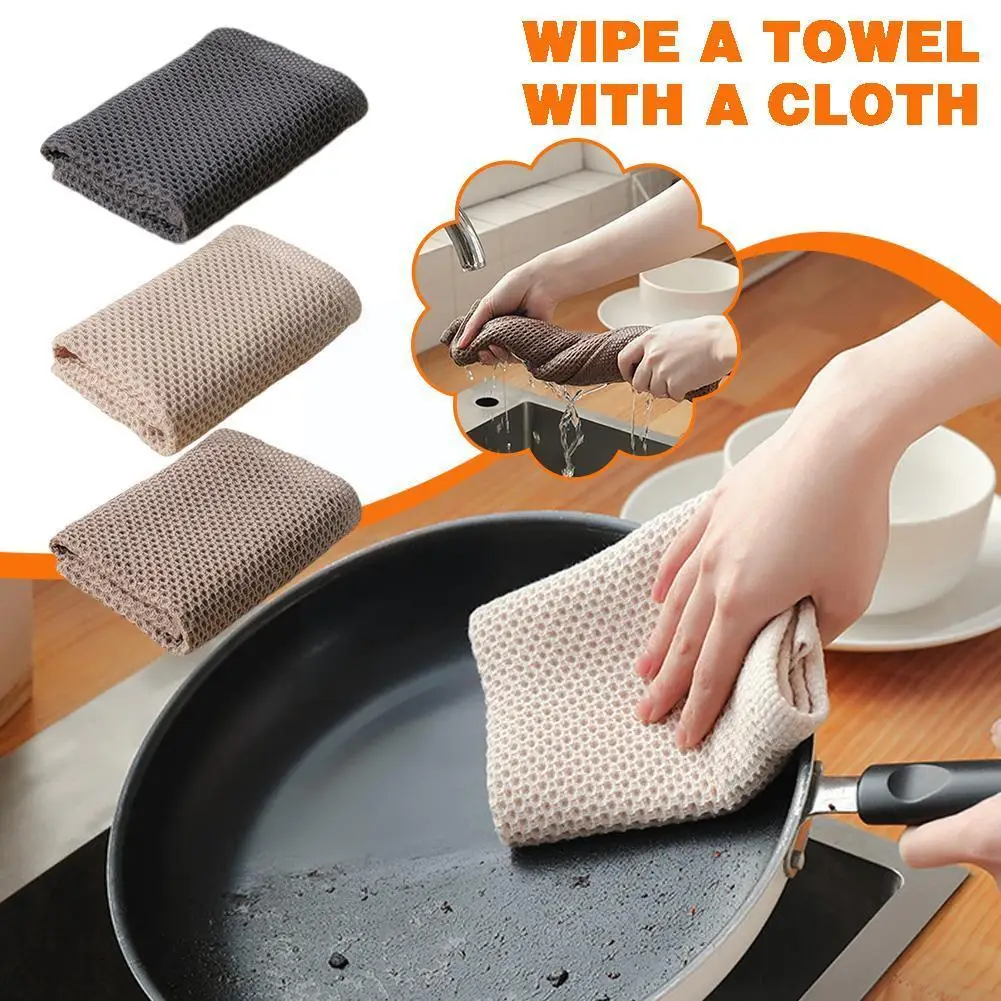 

Wipe A Towel With A Cloth Dish Towel Absorbent Cotton Household Quick Cleaning Dry Easy Use Kitchen Cleaning Soft Pad To To B1R5