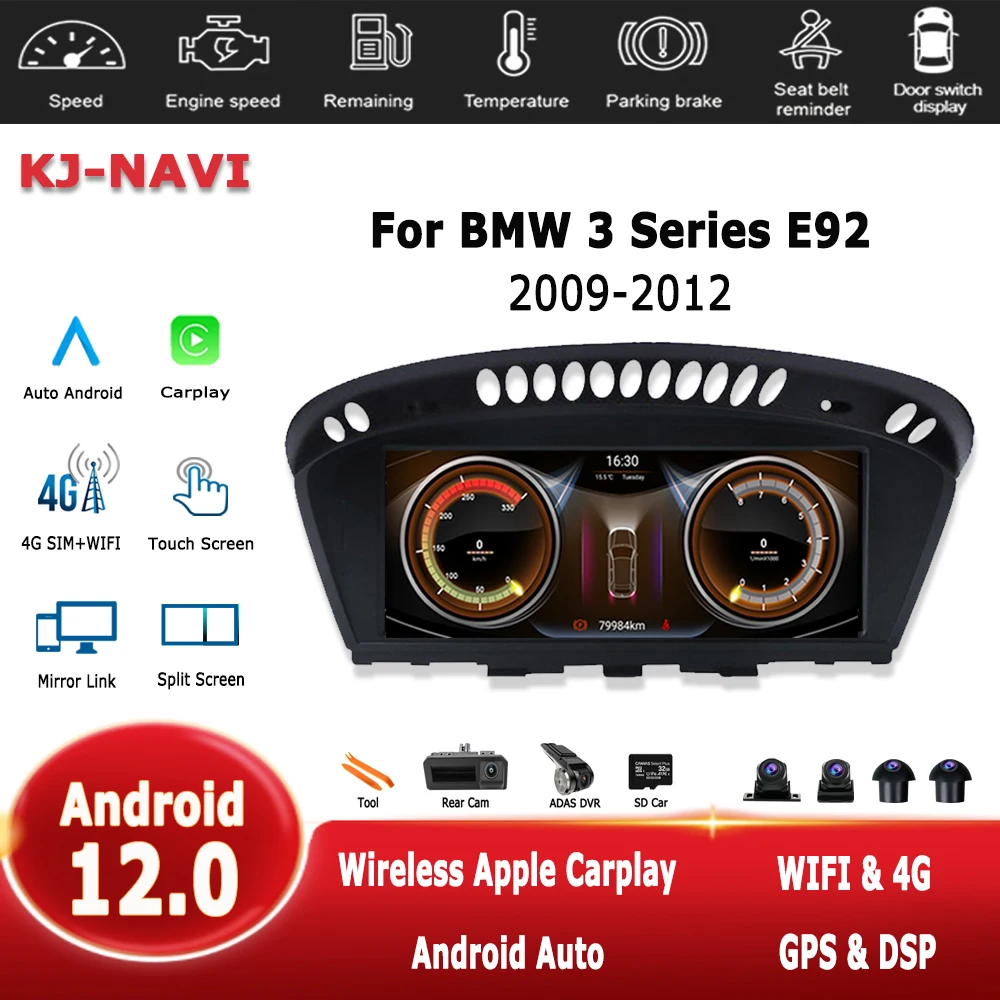 

10,25 ''Android 12 Автомобильный мультимедийный плеер Carplay радио GPS Навигация экран для BMW 3 серии E92 CIC 2009-2012 системы