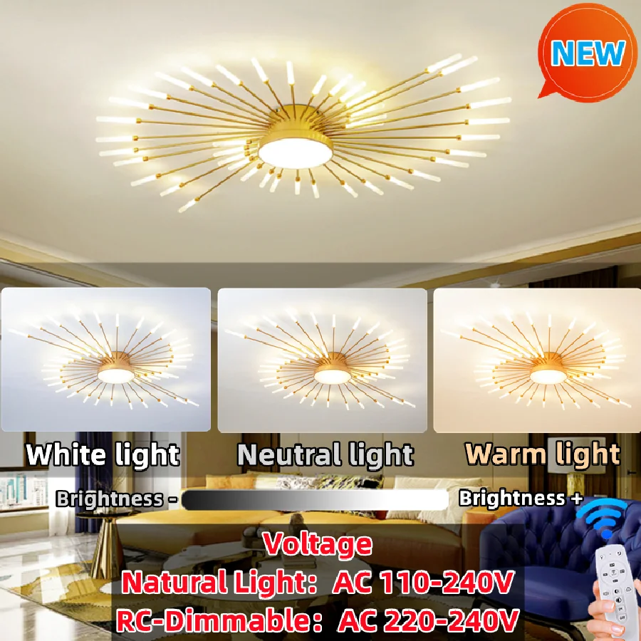 

Hot Sale Fireworks Led Chandelier For Living Room Bedroom Home Chandelier Dimmable Led Ceiling Chandelier With Remote Control