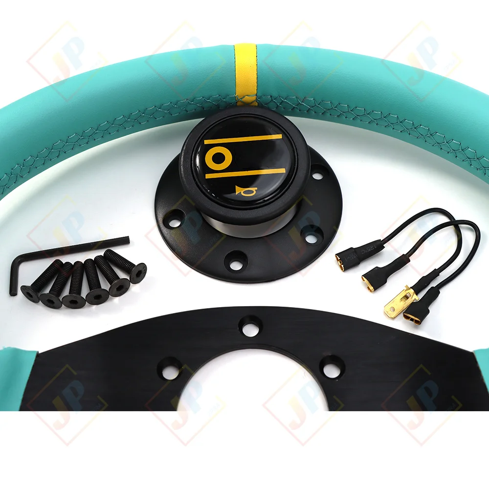 12 5-дюймовый 320-миллиметровый зеленый JDM Racing Sport D-образный кожаный руль для ремонта