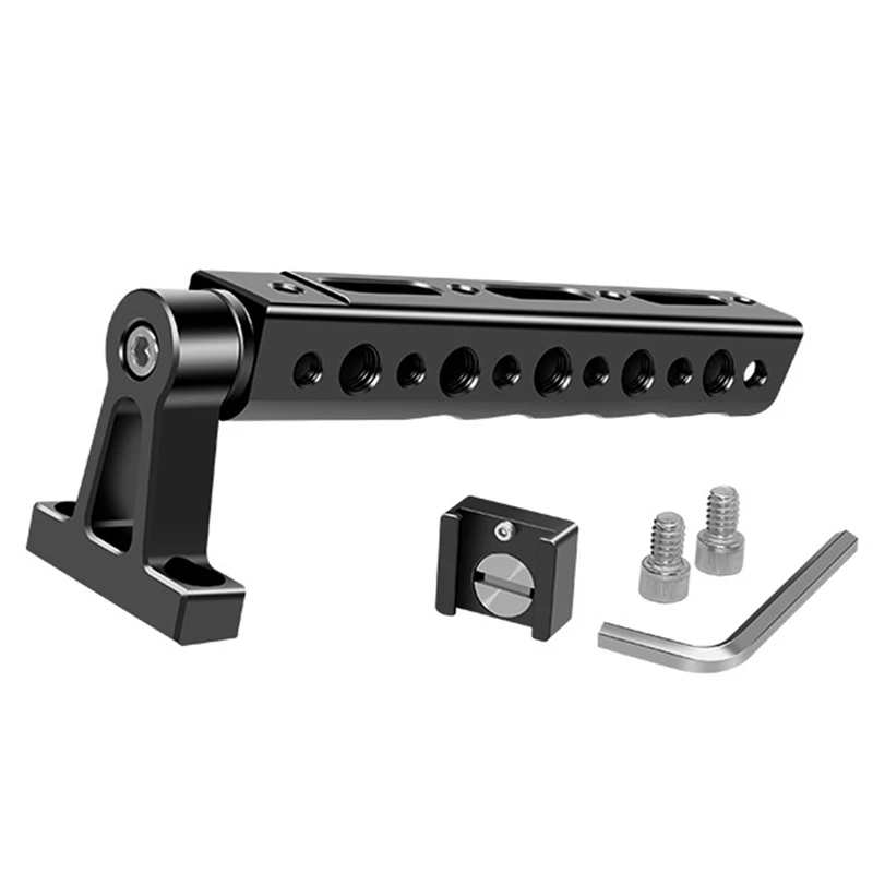 

Camera Handle Grip With 1/4 Inch 3/8 Inch Threaded Holes Universal Cold Shoe Expansion Monitor Microphone LED Light