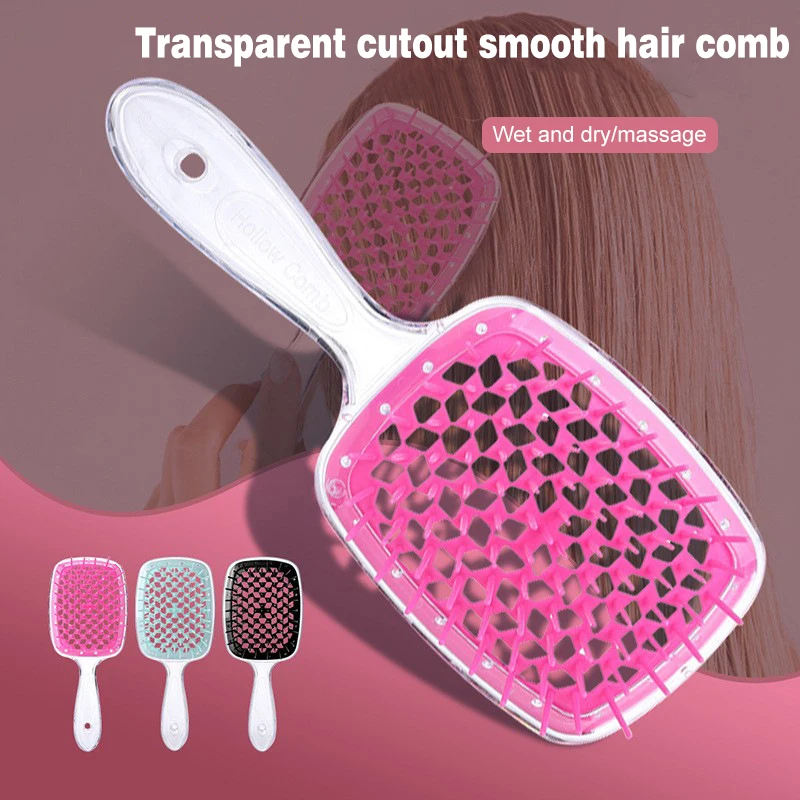 

New Fluffy Modeling Comb Mesh Comb Hairdressing Hair Smoothing Honeycomb Comb Plastic Massage Dry and Wet Hollow Comb