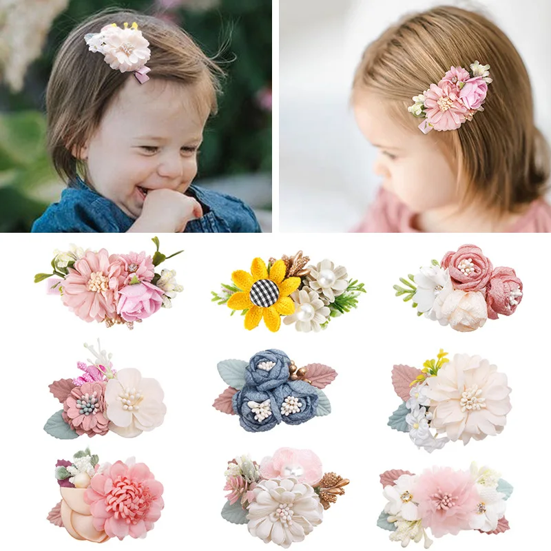 Fashion Flower Girl Cute Hairpin Hairpin Headwraps Headgear Kids Simulation Head Flower Headwear Accessories