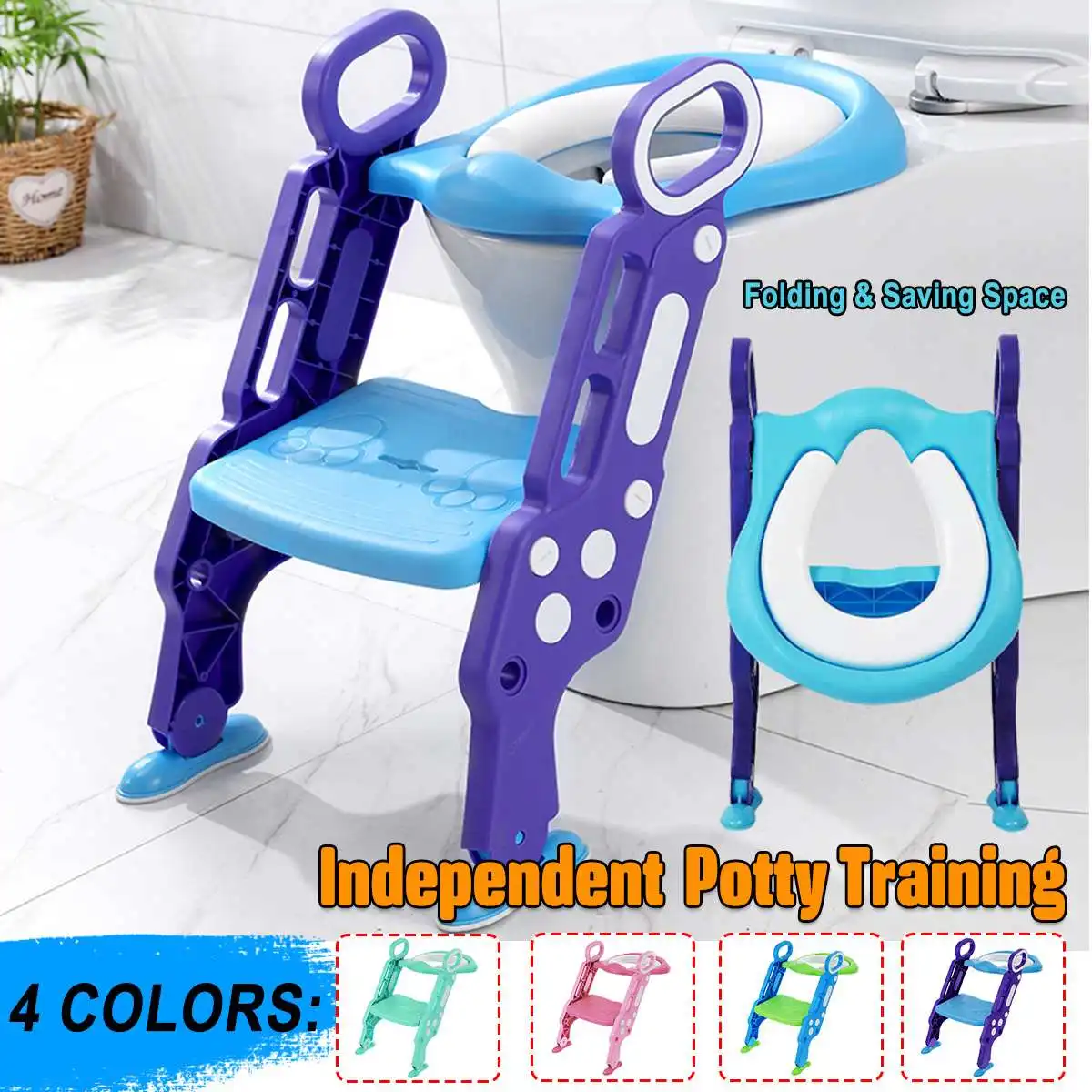 

4 Colors Baby Pot Potty Training Seat Child Toilet WC Urinal For Boys Kids Adjustable Step Ladder Folding Safety Chair EU STOCK