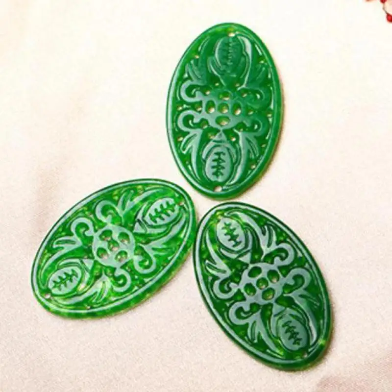 

31*20mm 100% Grade A Myanmar Jadeite Emerald Jade Hollow Bead For Jewelry Making Diy Necklace Earring Bracelet Charms Accessorie