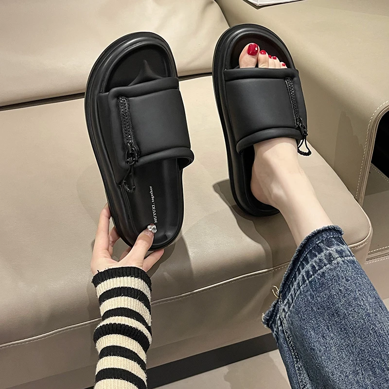 

Женские пляжные шлепанцы на высоком каблуке, уличные сандалии на платформе с открытым носком для отдыха, Новинка лета 2023