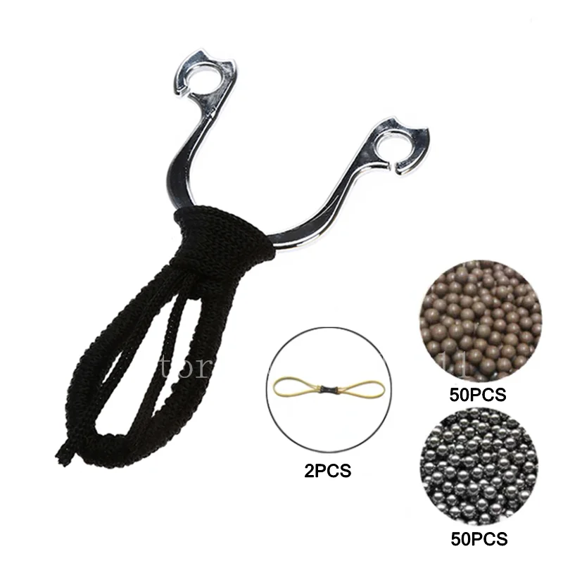

Hunting Zinc Alloy High-Power Catapult Outdoor Camping Ejector + Rubber band Sling shooting Sports Shooting Tool Black