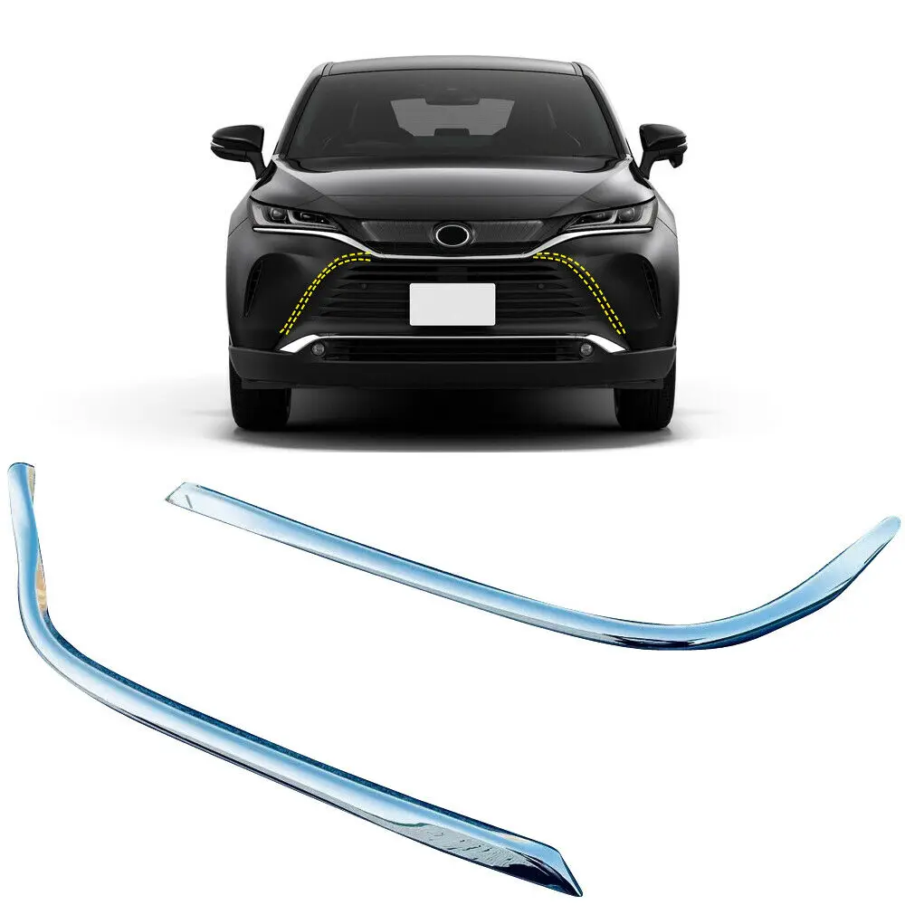 

2* ABS Chrome Front Side Grille Stripe Cover For Toyota Harrier Venza 2021 2022