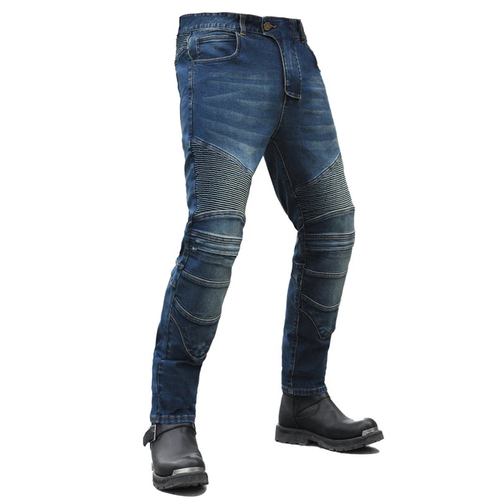 LOMENG Motorcycle Riding Jeans Motorbike Racing Pants with Safety CE Removable Armored for Men LMPM48