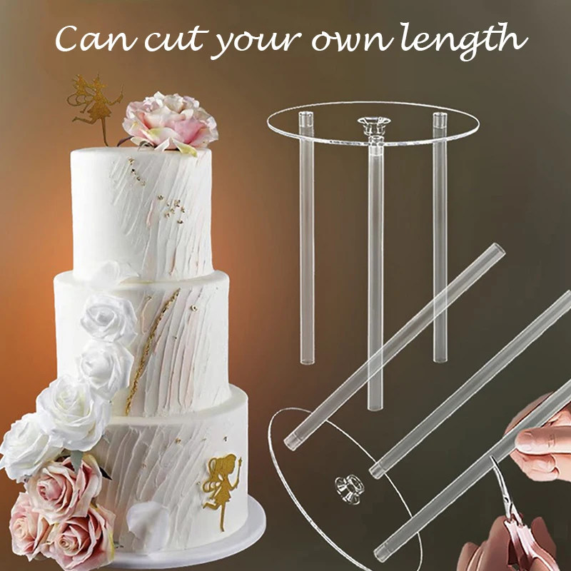 

New Cake Tier Support Cake Dowel Rods Set 3Pcs Sticks With 1Pc Cake Separator Plate For Tiered Cake Construction Stacking