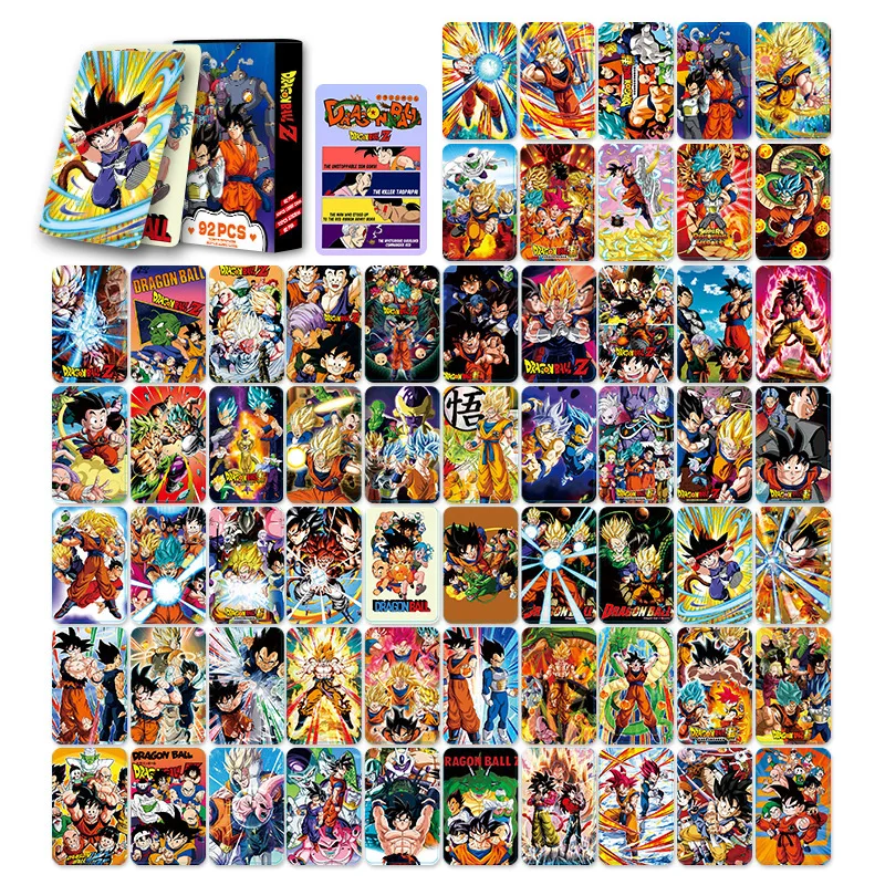 Фото Набор из 92 шт. популярных японских аниме-открыток по мотивам Dragon Ball: креативные двусторонние открытки-закладки с мультяшными персонажами, подарок №1