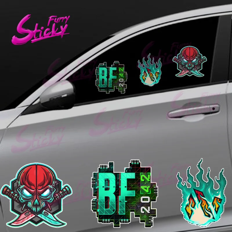 

Furry Sticky Shootout 2042 War Game Anime Car Sticker Decal Mini Cooper Car Accessories Bumper Helmet Trunk Mazda Stickers