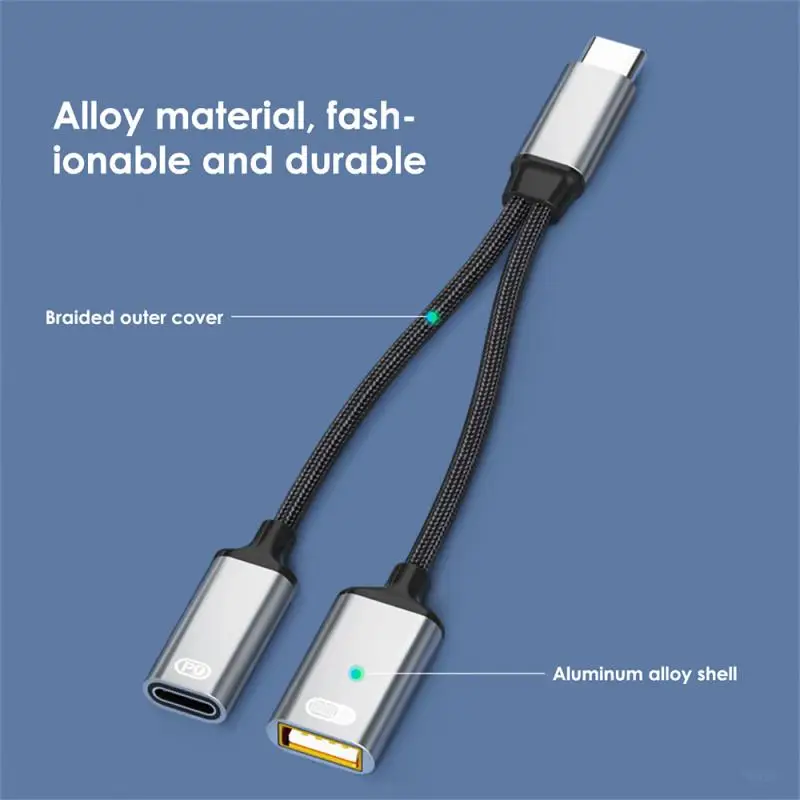 

Кабель-адаптер RYRA 2 в 1 с USB C OTG, Мужской и Женский, быстрая зарядка PD 30 Вт с USB разъемом, разветвитель, адаптер для ноутбука