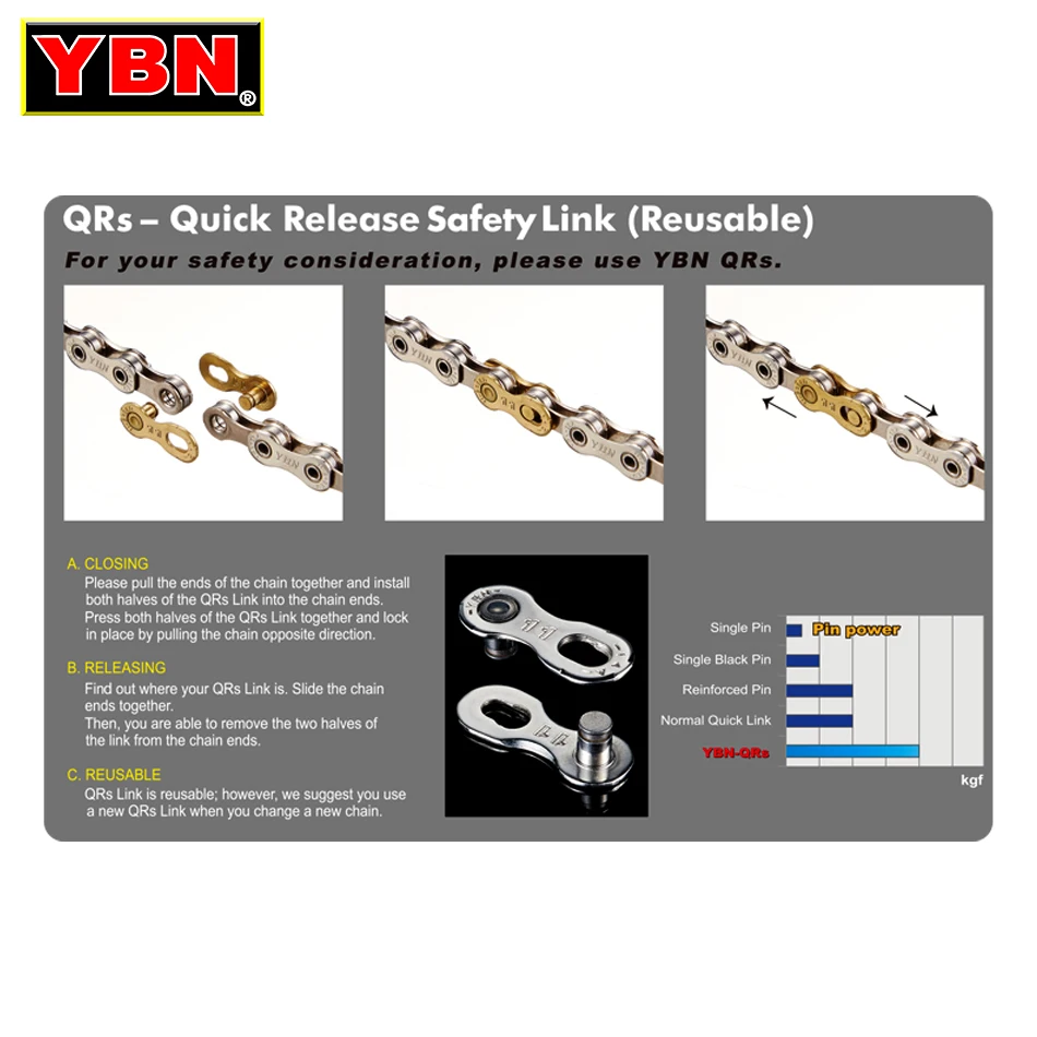 YBN 6 пар велосипедная цепь Quick Link Mountain Cyclingl отсутствует Быстрый Соединительный