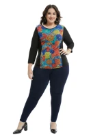 yitonglian women long sleeve floral print patchwork tunic tops casual plus size t shirt female tops h404
