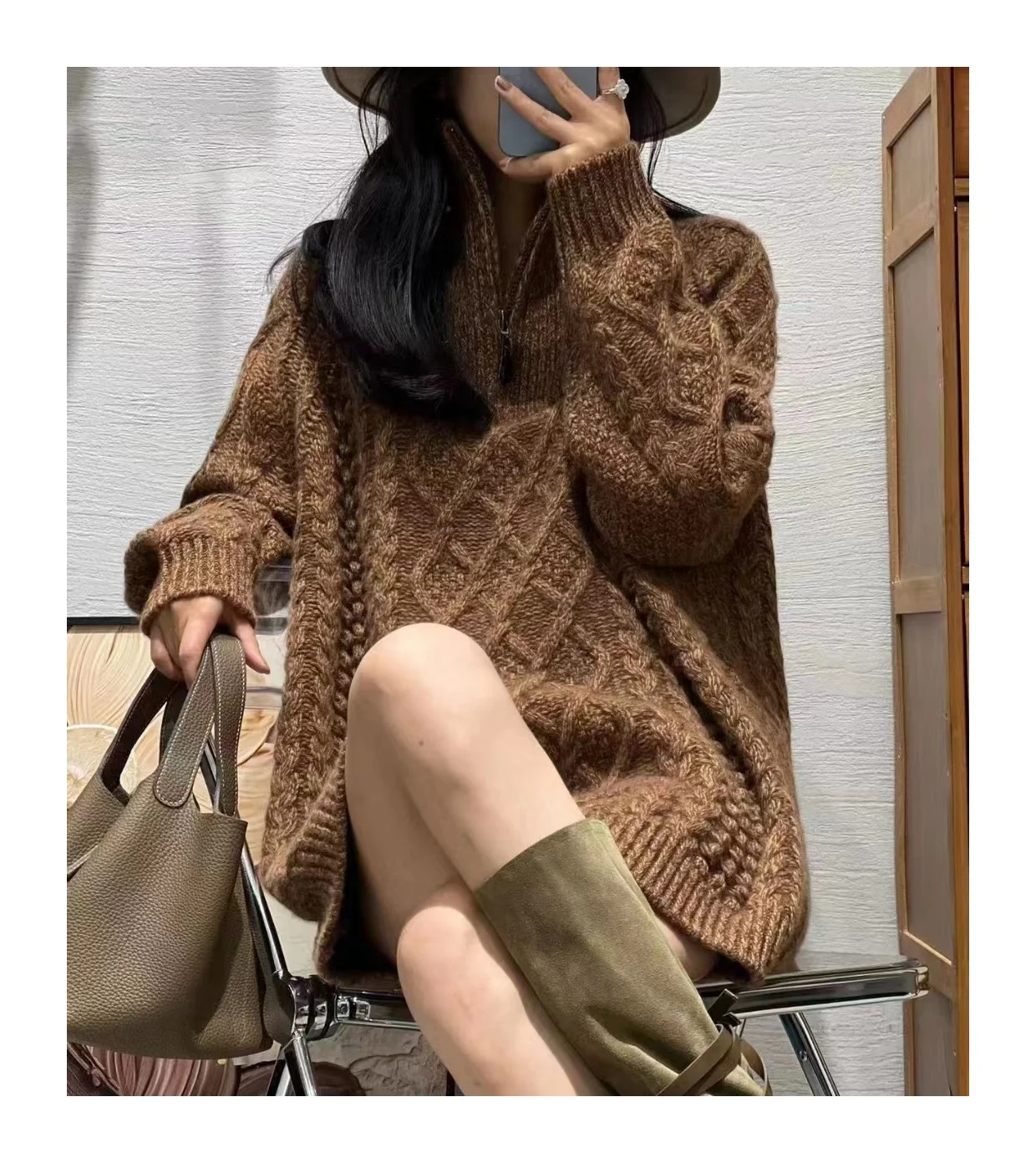 Женская рубашка из чистого кашемира 100% кашемир толстый профиль Вертикальный