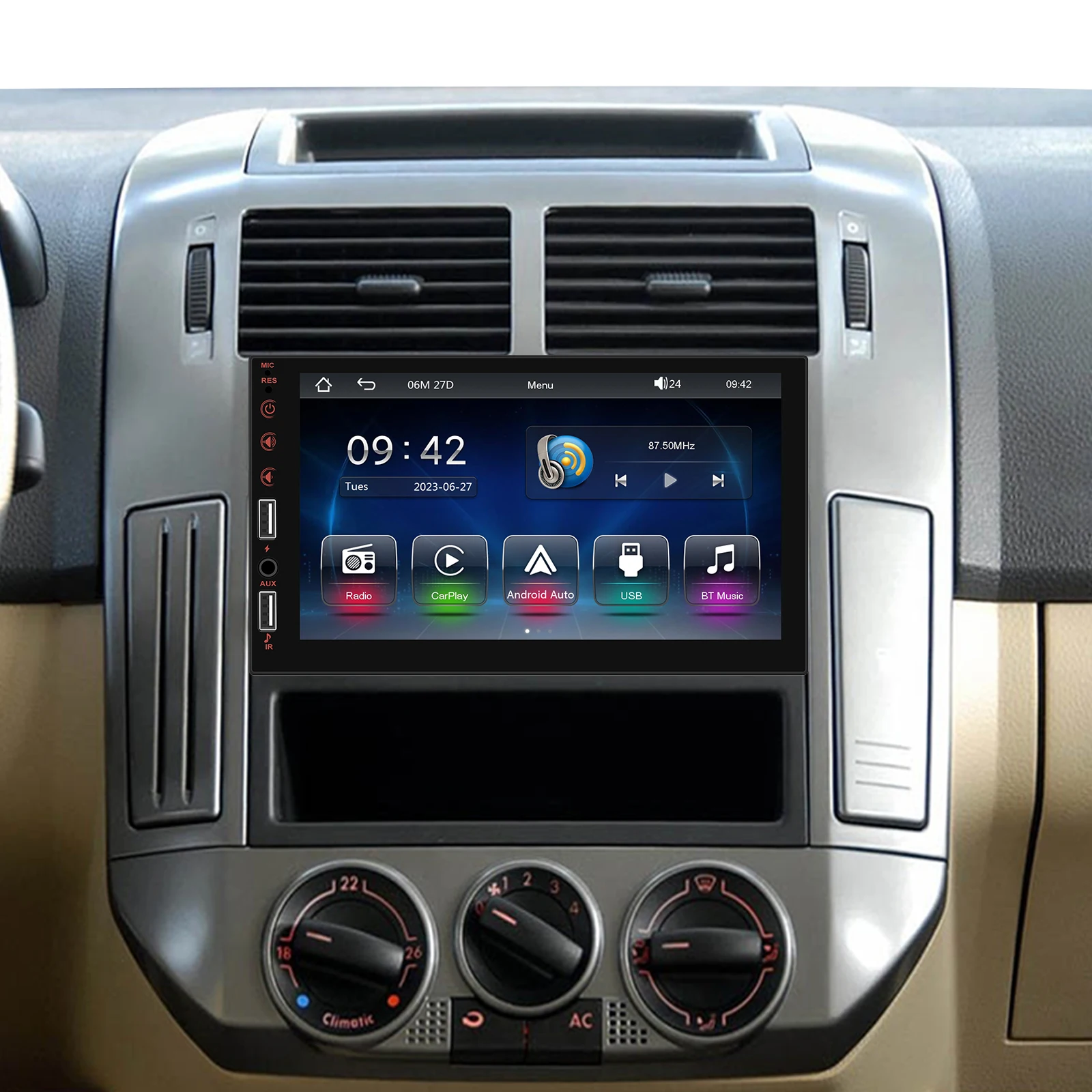 Podofo 7-дюймовый HD-экран Автомобильный радиоприемник Carplay MP5-плеер Мультимедийный