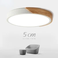 1pc nordic led ceiling light bedroom lustre lamp wooden round lamp mount living room home decoration balcony remote control lamp