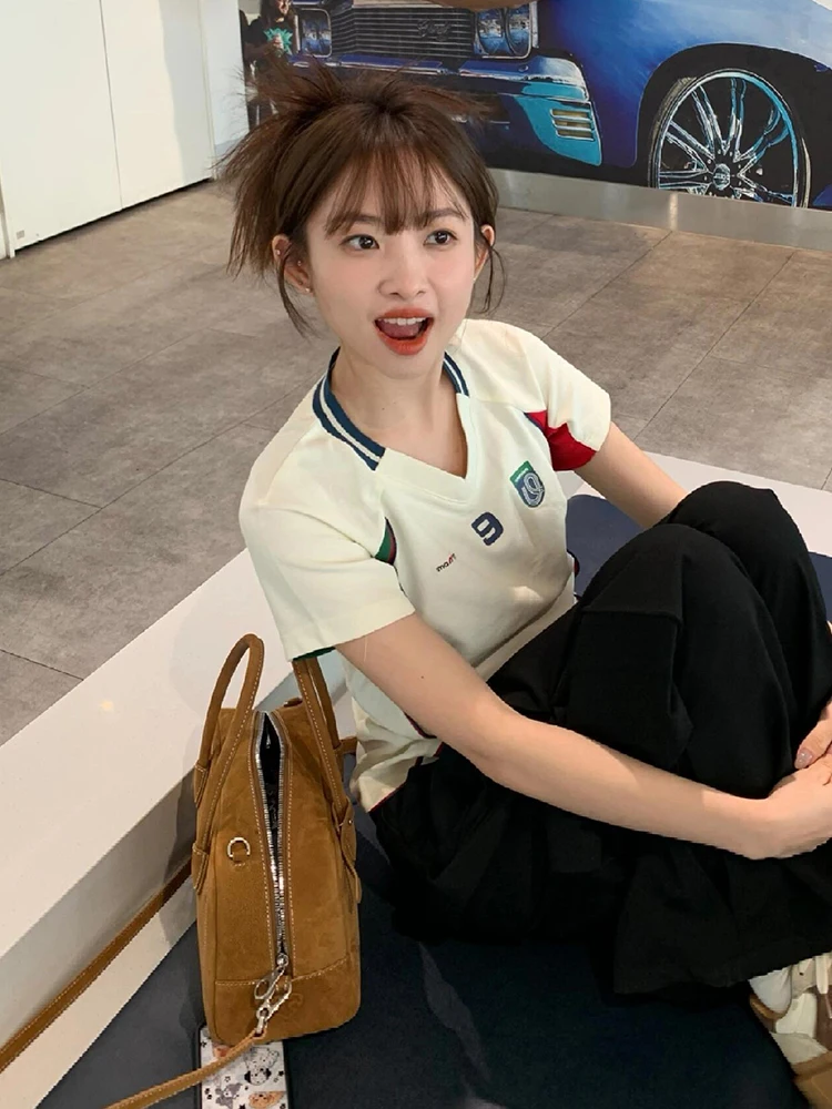 Американская винтажная женская футболка с короткими рукавами летняя