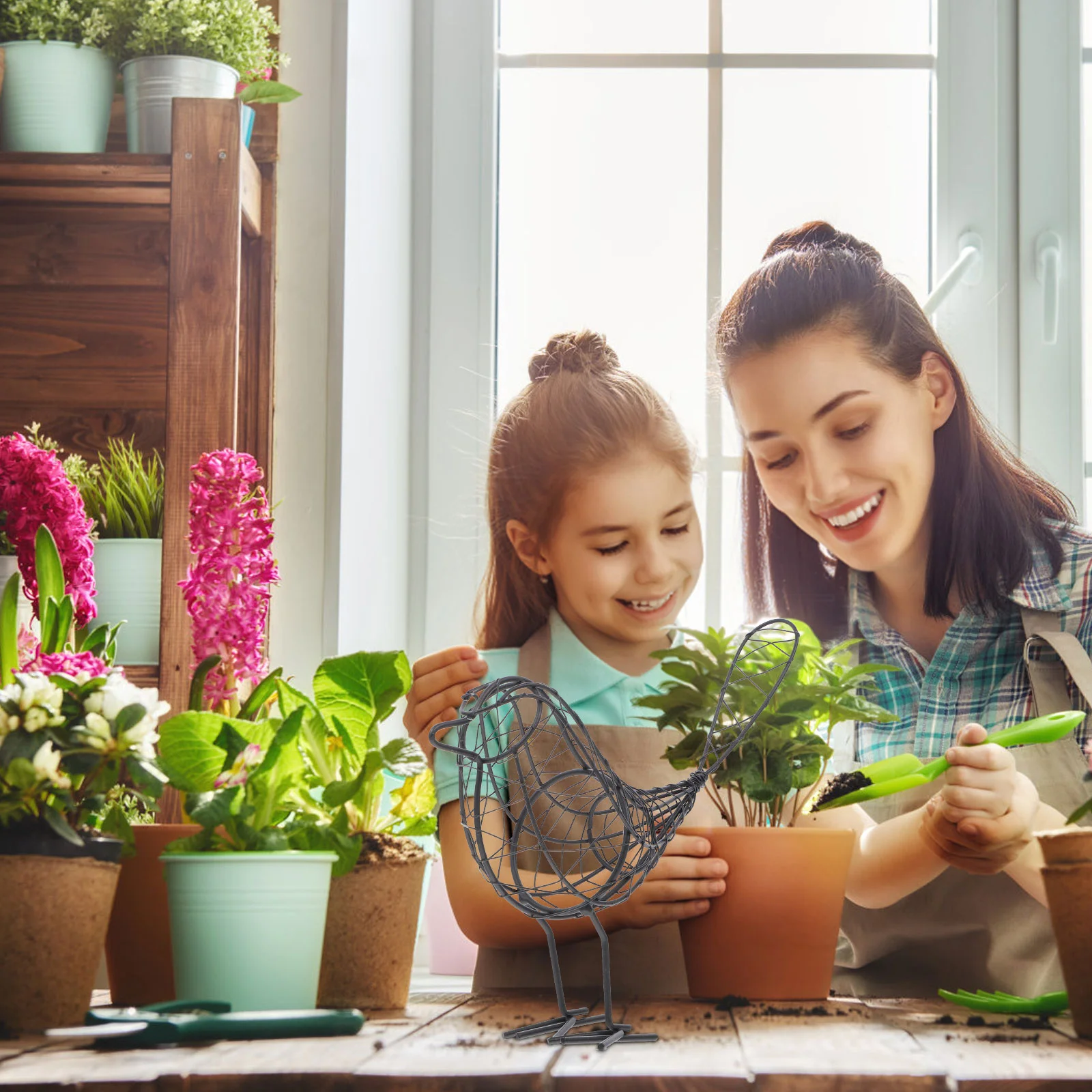 

20 X23cm Glazed Porcelain Creative Garden Ornaments Iron Lawn Statuesation Floral Electric Wire Artware Wrought Office Jewelry