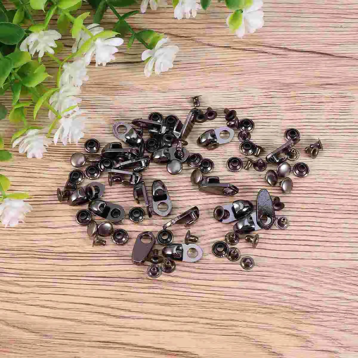 Набор из 20 втулок металлические люверсы кнопки крючки для обуви черные пуговицы