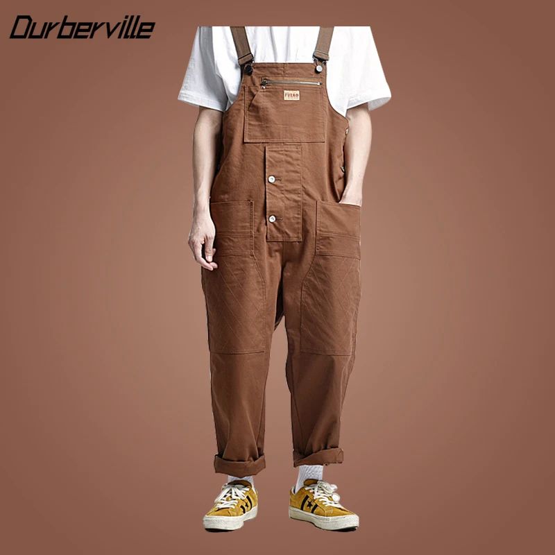 

Men Multi-pocket Tool Overalls Men's Japanese Tooling Tide Brand Jumpsuit Suspenders Overalls Trousers Male Work Cargo Pants