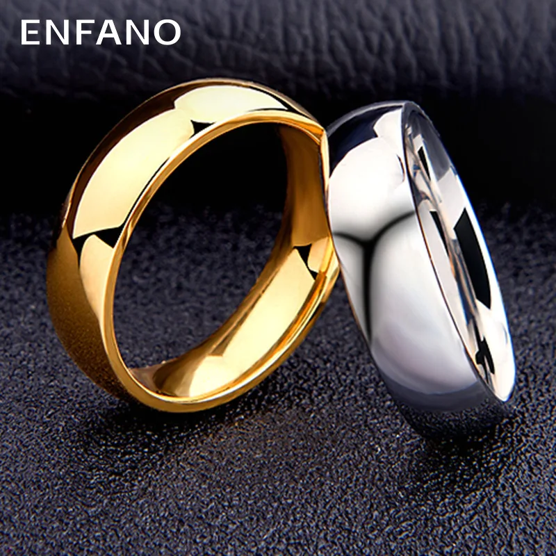 

Enfano Men's Cross-Border European and American Hot Titanium Steel Ring 6mm Arc Plain Ring Korean Simple All-Match Hand Jewelry
